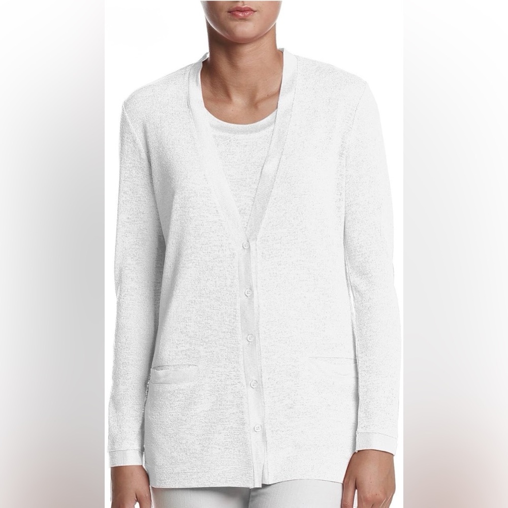 Jones New York Classic White Woman’s‎ Cardigan Sweater Size:L NWT